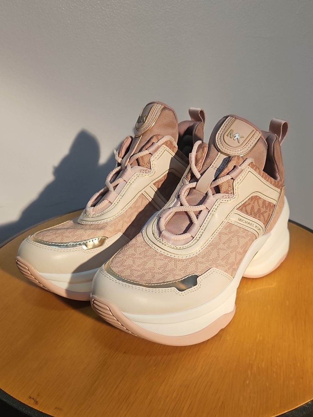 Michael Kors Blush and Cream Platform Sneakers Size 10 NWT